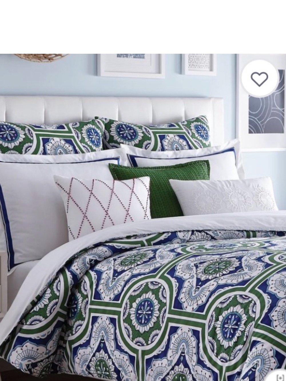 Twin Green and Blue Medallion Duvet Cover NEW